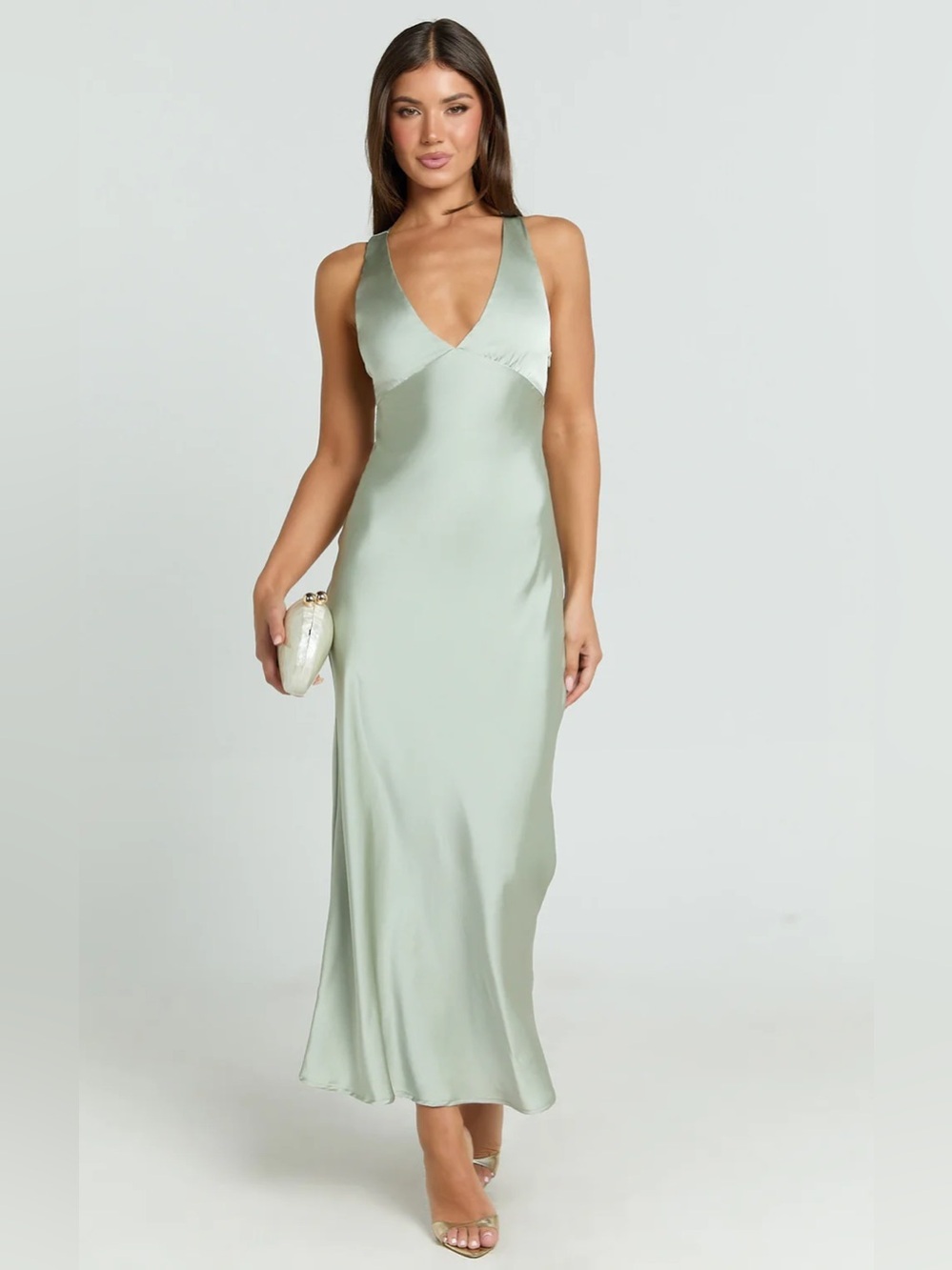 NWT - Showpo. Khalani Midi Dress in Sage - Size 8